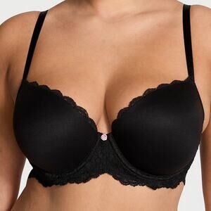 Victorias Secret Dream Angel Lined Demi BLACK Lace Bra Size 32DD Style 325178